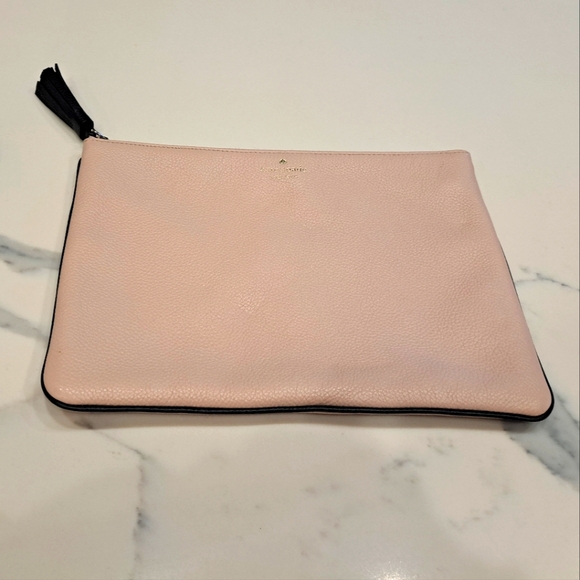 Kate Spade Leather Clutch Black Tassel On ZIPPER Multi Purpose Case - Picture 7 of 8